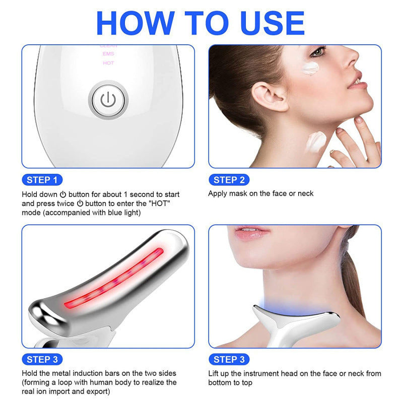 Neck and Face Massager with Vibration and Light Therapy